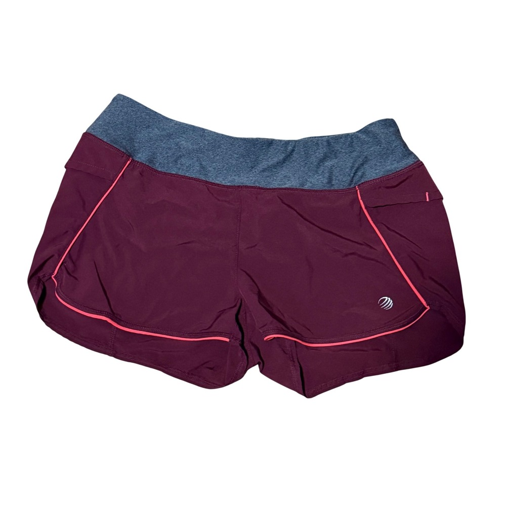 MPG Sport Womens Running Shorts Burgundy Maroon Gray Pink Pockets Size Small